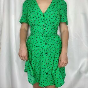 Green Floral Mini Dress